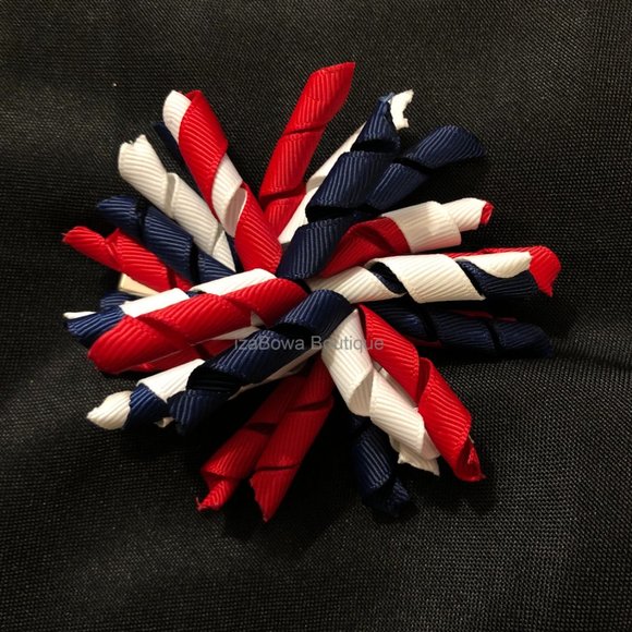 Hand Crafted Other - Red, White & Navy Blue Korker Bow   HANDCRAFTED  -kids-  (2)